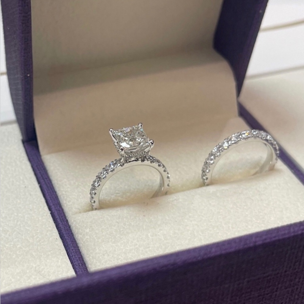 Princess cut lab diamond set